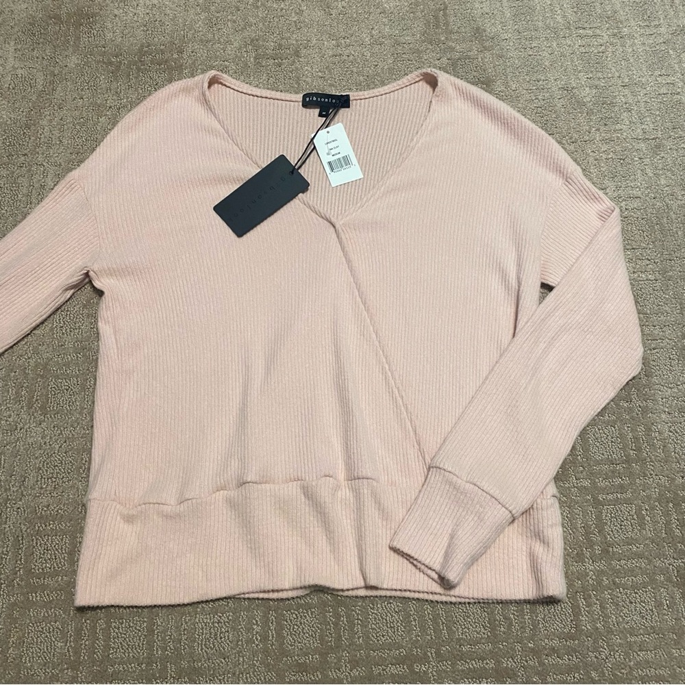 NWT {Gibsonlook} Soft Knit Long Sleeve Wrap Top~ Size M | Pink Clay